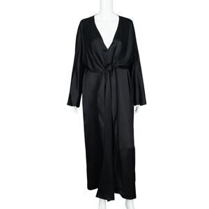 THE ROW Black Knotted Satin Maxi Dress Size Large